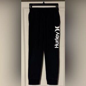 Hurley Kids Black Sweatpants with White Logo Size Medium